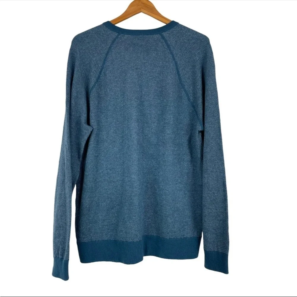 Vince Men's Birdseye Blue Long Sleeve Raglan Wool Cashmere Crewneck Sweater